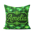 Custom Name Green 3D Cube Block Abstract Seamless Pattern Coffee Square Filled Cushion Throw Pillow Sofa Bed Home Decor Zip Washable UK Made