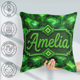Custom Name Green 3D Cube Block Abstract Seamless Pattern Coffee Square Filled Cushion Throw Pillow Sofa Bed Home Decor Zip Washable UK Made