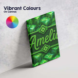 Personalised Name Green 3D Cube Block Custom Modern Room Accent Creative Decorator Style Canvas Wall Art Print Decor Picture Ready to Hang