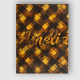 Personalised Name Brown Gold Geometric Custom  Modern Room Accent Elegant Feature Canvas Wall Art Print Decor Picture Ready to Hang