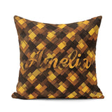 Custom Name Brown Gold Geometric Square Abstract Seamless Lovely Square Filled Cushion Throw Pillow Sofa Bed Home Decor Zip Washable UK Made