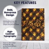 Personalised Name Brown Gold Geometric Custom  Modern Room Accent Elegant Feature Canvas Wall Art Print Decor Picture Ready to Hang