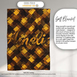 Brown Gold Geometric Square Abstract Seamless Pattern Lovely  Personalised Custom Name Super Soft Fleece Blanket Bed Sofa Throw