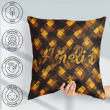 Custom Name Brown Gold Geometric Square Abstract Seamless Lovely Square Filled Cushion Throw Pillow Sofa Bed Home Decor Zip Washable UK Made