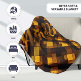 Brown Gold Geometric Square Abstract Seamless Pattern Lovely  Personalised Custom Name Super Soft Fleece Blanket Bed Sofa Throw