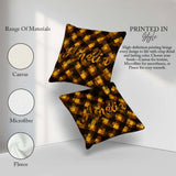 Custom Name Brown Gold Geometric Square Abstract Seamless Lovely Square Filled Cushion Throw Pillow Sofa Bed Home Decor Zip Washable UK Made