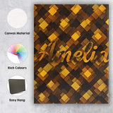 Personalised Name Brown Gold Geometric Custom  Modern Room Accent Elegant Feature Canvas Wall Art Print Decor Picture Ready to Hang