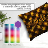 Custom Name Brown Gold Geometric Square Abstract Seamless Lovely Square Filled Cushion Throw Pillow Sofa Bed Home Decor Zip Washable UK Made