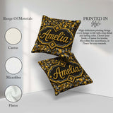 Custom Name Golden Grey Pixel Mosaic Abstract Seamless Pattern Square Filled Cushion Throw Pillow Sofa Bed Home Decor Zip Washable UK Made