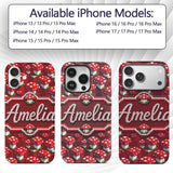 Red White Mushroom Pixel Art Seamless Pattern Custom Name Protective Phone Case Mobile Cover Durable Everyday Smartphone Shock Resistant