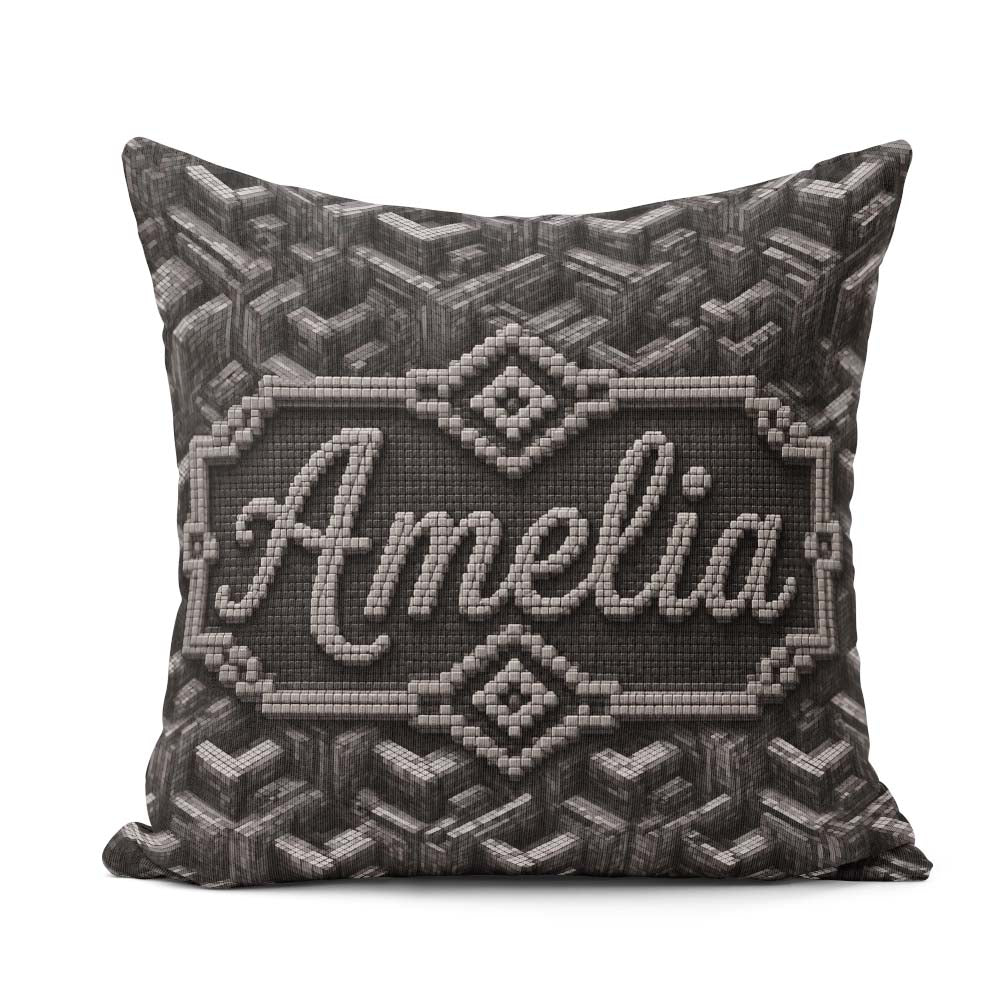 Custom Name Grey Industrial Cube Texture Abstract Pattern Lovely Square Filled Cushion Throw Pillow Sofa Bed Home Decor Zip Washable UK Made