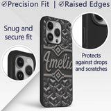 Grey Industrial Cube Texture Abstract Seamless Custom Name Protective Phone Case Mobile Cover Durable Everyday Smartphone Shock Resistant