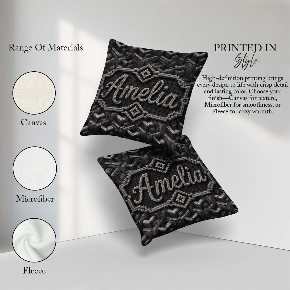Custom Name Grey Industrial Cube Texture Abstract Pattern Lovely Square Filled Cushion Throw Pillow Sofa Bed Home Decor Zip Washable UK Made