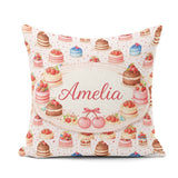 Custom Name Orange Floral Cake Seamless Pattern Botanical Design Square Filled Cushion Throw Pillow Sofa Bed Home Decor Zip Washable UK Made