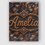 Personalised Name Brown Grey 3D Block Custom Modern Room Accent Creative Decorator Style Canvas Wall Art Print Decor Picture Ready to Hang