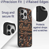Brown Grey 3D Block Terrain Abstract Seamless Custom Name Protective Phone Case Mobile Cover Durable Everyday Smartphone Shock Resistant