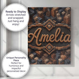 Personalised Name Brown Grey 3D Block Custom Modern Room Accent Creative Decorator Style Canvas Wall Art Print Decor Picture Ready to Hang