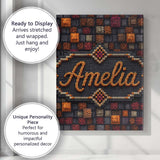 Personalised Name Autumn Mosaic Square Custom  Modern Room Accent Elegant Feature Canvas Wall Art Print Decor Picture Ready to Hang