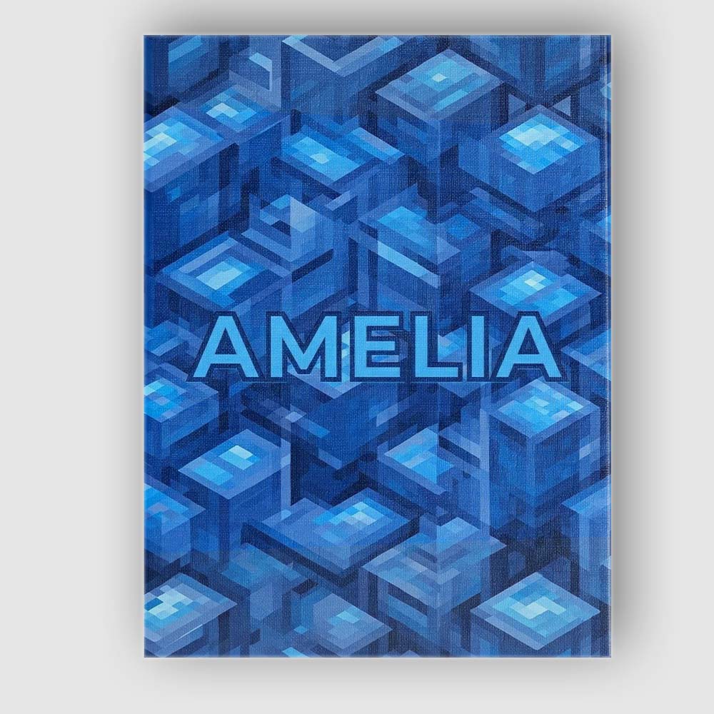 Personalised Name Blue 3D Cube Block Custom Premium Decorative Design Modern Room Accent Canvas Wall Art Print Decor Picture Ready to Hang