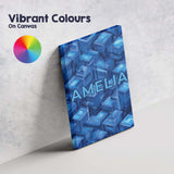 Personalised Name Blue 3D Cube Block Custom Premium Decorative Design Modern Room Accent Canvas Wall Art Print Decor Picture Ready to Hang