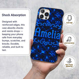 Dark Blue Pixel Texture Abstract Seamless Cute Custom Name Protective Phone Case Mobile Cover Durable Everyday Smartphone Shock Resistant