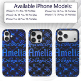 Dark Blue Pixel Texture Abstract Seamless Cute Custom Name Protective Phone Case Mobile Cover Durable Everyday Smartphone Shock Resistant