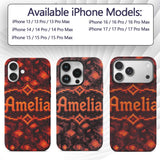 Red Lava Cube Block Abstract Geometric Seamless Custom Name Protective Phone Case Mobile Cover Durable Everyday Smartphone Shock Resistant