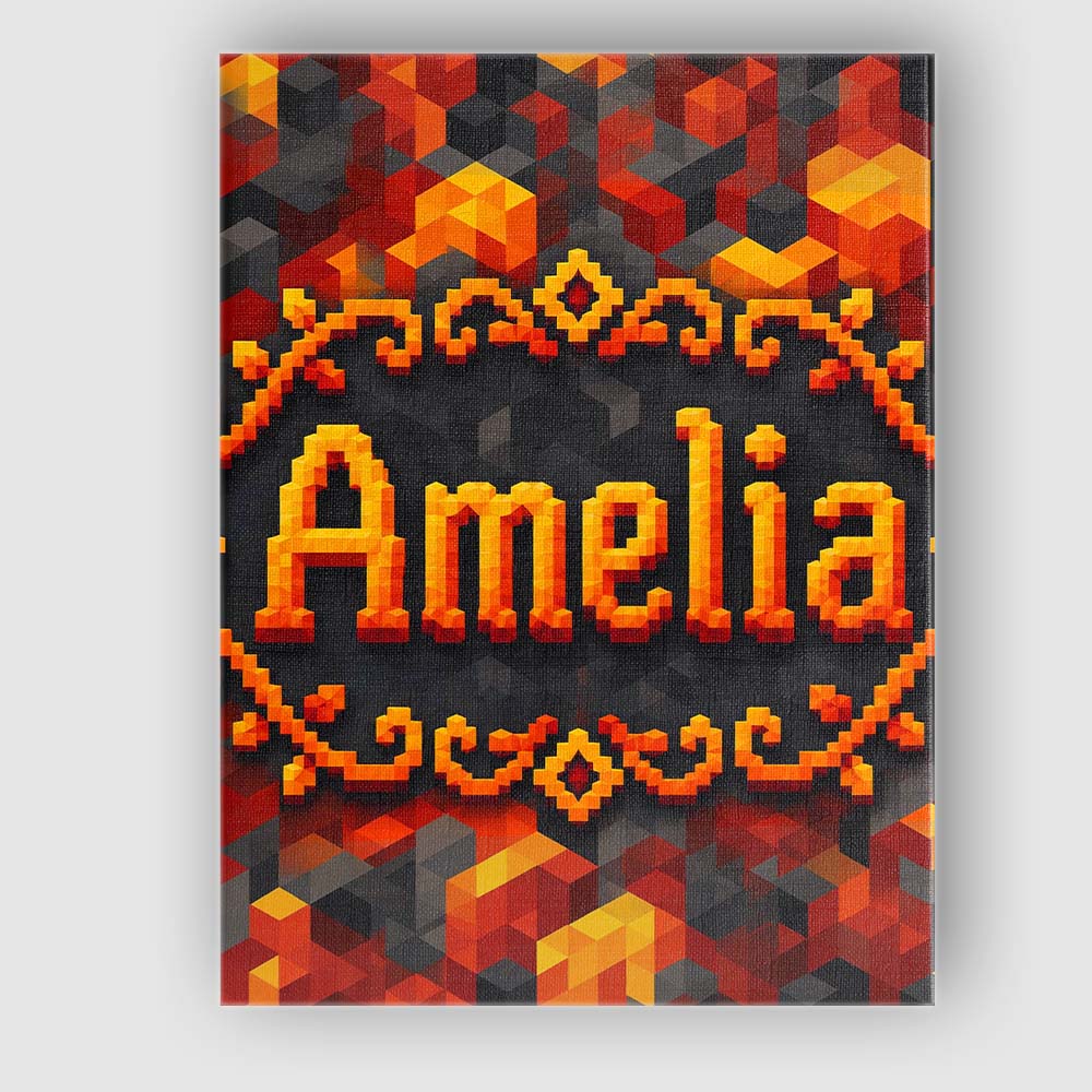 Personalised Name Red Yellow Geometric Cube Custom  Bespoke Interior Contemporary Canvas Wall Art Print Decor Picture Ready to Hang