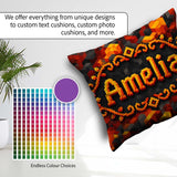 Custom Name Red Yellow Geometric Cube Abstract Seamless Pattern Square Filled Cushion Throw Pillow Sofa Bed Home Decor Zip Washable UK Made