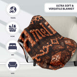 Rustic Brown Stone Cube Texture Abstract Seamless Pattern Lovely  Personalised Custom Name Super Soft Fleece Blanket Bed Sofa Throw