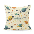 Custom Name Cute Space Planets Stars Rocket Seamless Pattern Square Filled Cushion Throw Pillow Sofa Bed Home Decor Zip Washable UK Made
