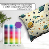 Custom Name Cute Space Planets Stars Rocket Seamless Pattern Square Filled Cushion Throw Pillow Sofa Bed Home Decor Zip Washable UK Made