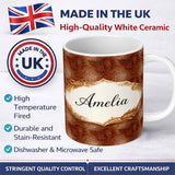 Personalized Custom Name Brown Crocodile Leather Texture Pattern Charming Kitchen Decor 11oz Ceramic Coffee Tea Mug White Large Handle