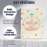 Personalised Name Cute Fantasy Castle Custom Modern Room Accent Creative Decorator Style Canvas Wall Art Print Decor Picture Ready to Hang