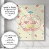 Personalised Name Cute Fantasy Castle Custom Modern Room Accent Creative Decorator Style Canvas Wall Art Print Decor Picture Ready to Hang