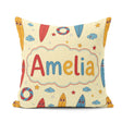 Custom Name Lifebuoys Clouds and Stars Fun Summer Beach Seamless Square Filled Cushion Throw Pillow Sofa Bed Home Decor Zip Washable UK Made