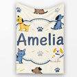 Cute Dogs and Cats with Paw Prints Playful Pet Seamless Pattern  Personalised Custom Name Super Soft Fleece Blanket Bed Sofa Throw