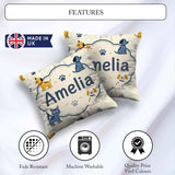 Custom Name Dogs and Cats with Paw Playful Pet Seamless Pattern Square Filled Cushion Throw Pillow Sofa Bed Home Decor Zip Washable UK Made