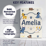 Personalised Name Cute Dogs and Cats with Custom  Unique Gift Idea Elegant Feature Canvas Wall Art Print Decor Picture Ready to Hang