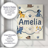 Personalised Name Cute Dogs and Cats with Custom  Unique Gift Idea Elegant Feature Canvas Wall Art Print Decor Picture Ready to Hang