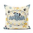 Custom Name Cartoon Puppies and Paw Prints Kawaii Style Seamless Square Filled Cushion Throw Pillow Sofa Bed Home Decor Zip Washable UK Made