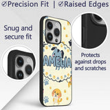 Cute Cartoon Puppies and Paw Prints Kawaii Style Custom Name Protective Phone Case Mobile Cover Durable Everyday Smartphone Shock Resistant