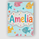 Personalised Name Cute Colorful Fish Ocean Custom  Unique Gift Idea Elegant Feature Canvas Wall Art Print Decor Picture Ready to Hang