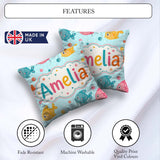 Custom Name Cute Colorful Fish Ocean Bubbles Underwater Seamless Square Filled Cushion Throw Pillow Sofa Bed Home Decor Zip Washable UK Made