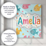 Personalised Name Cute Colorful Fish Ocean Custom  Unique Gift Idea Elegant Feature Canvas Wall Art Print Decor Picture Ready to Hang