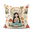 Custom Name Fairy with Mushrooms Autumn Leaves Seamless Pattern Square Filled Cushion Throw Pillow Sofa Bed Home Decor Zip Washable UK Made