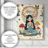 Personalised Name Cute Fairy with Mushrooms Custom  Bespoke Interior Contemporary Canvas Wall Art Print Decor Picture Ready to Hang