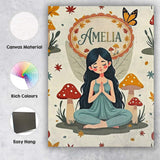 Personalised Name Cute Fairy with Mushrooms Custom  Bespoke Interior Contemporary Canvas Wall Art Print Decor Picture Ready to Hang