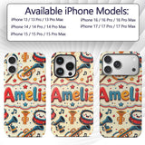 Cute Musical Instruments Drums Trumpets Notes Fun Custom Name Protective Phone Case Mobile Cover Durable Everyday Smartphone Shock Resistant
