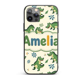 Cute Cartoon Crocodiles Jungle Leaves Playful Custom Name Protective Phone Case Mobile Cover Durable Everyday Smartphone Shock Resistant